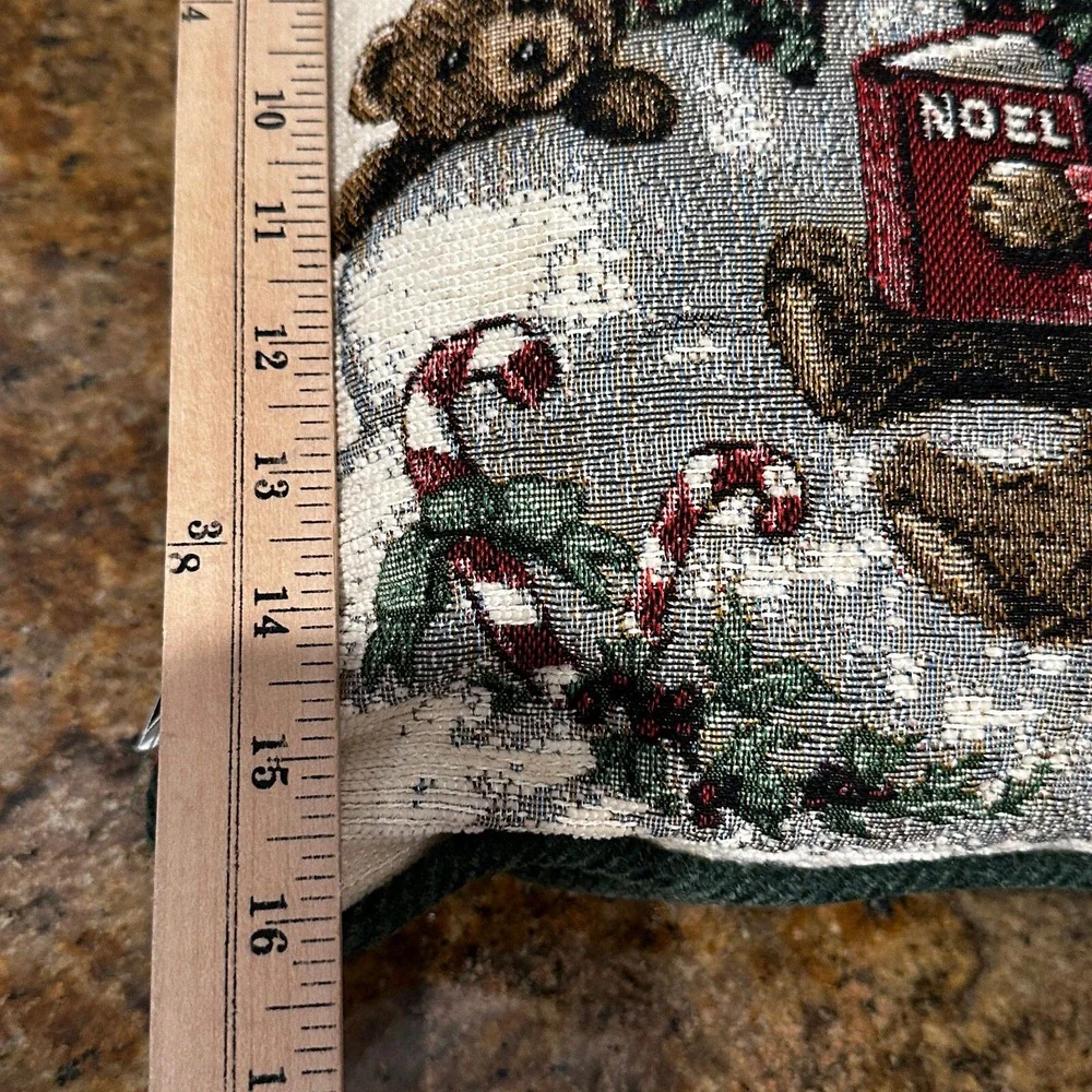 Tapestry Accent‎ Pillow 16 x 12 Snowman Bear Artist Kruskamp Janet Green Backing